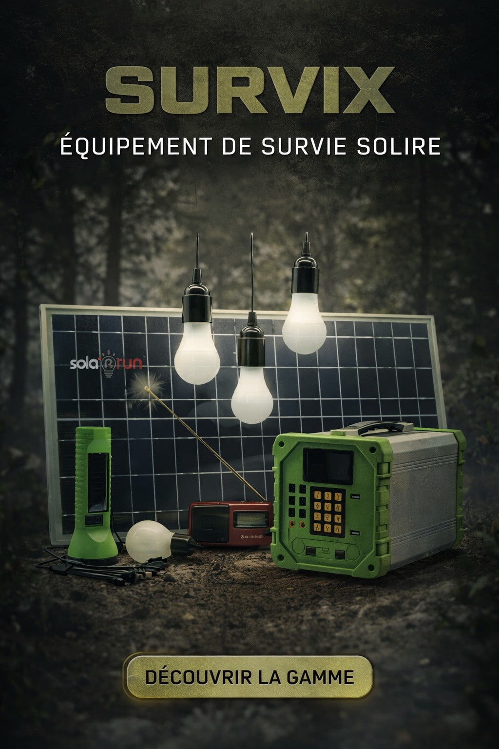 Kit Solaire Autonome 72H SurviX – Énergie & Éclairage d’Urgence