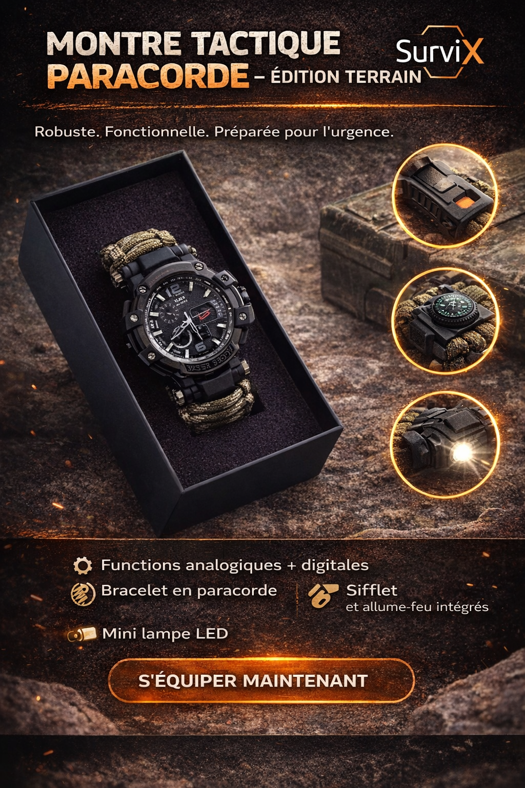 MONTRE DE SURVIE MULTIFONCTION – SURVIX
