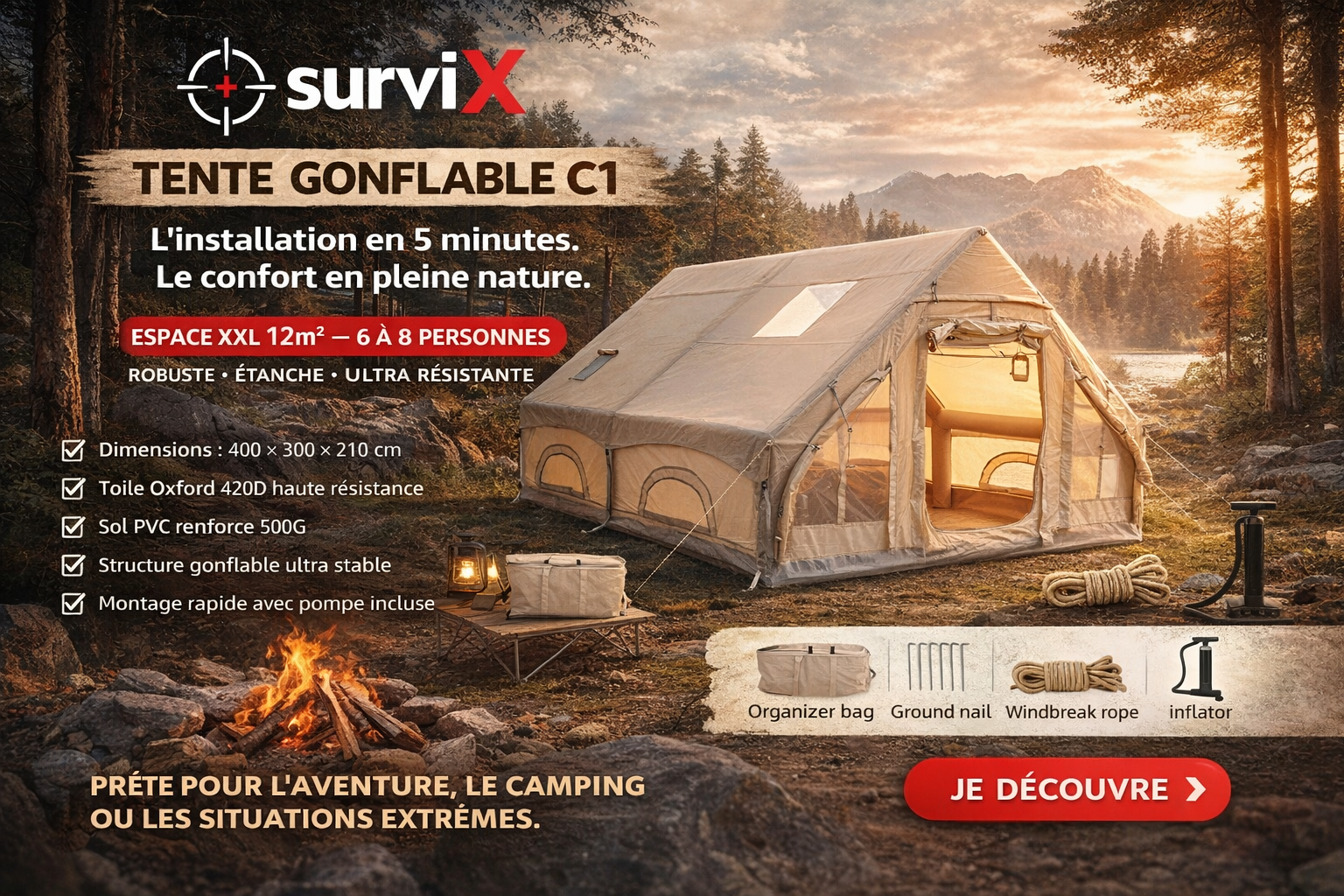 SURVIX – TENTE GONFLABLE C1