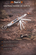 Couteau Suisse de Survie 15 en 1 – Outil Multifonction en Acier Inox Haute Performance