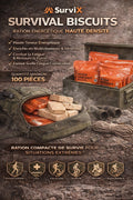 Pack de 100 SurviX Survie Biscuits – Ration Énergétique Haute Densité