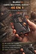 Carte Multitool SurviX™ 46-en-1 – Outil de Survie Format Carte Bancaire en Acier Inoxydable SS420