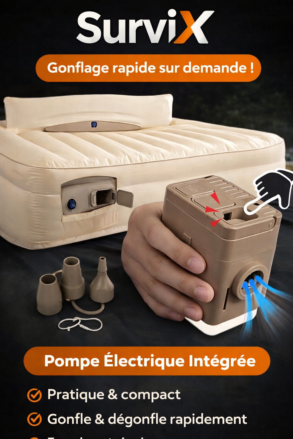 SurviX™ AirCube – Gonfleur Électrique Compact & Ultra Rapide