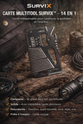 Carte Multitool SurviX™ 14-en-1 – Outil de Survie Compact en Acier Inoxydable
