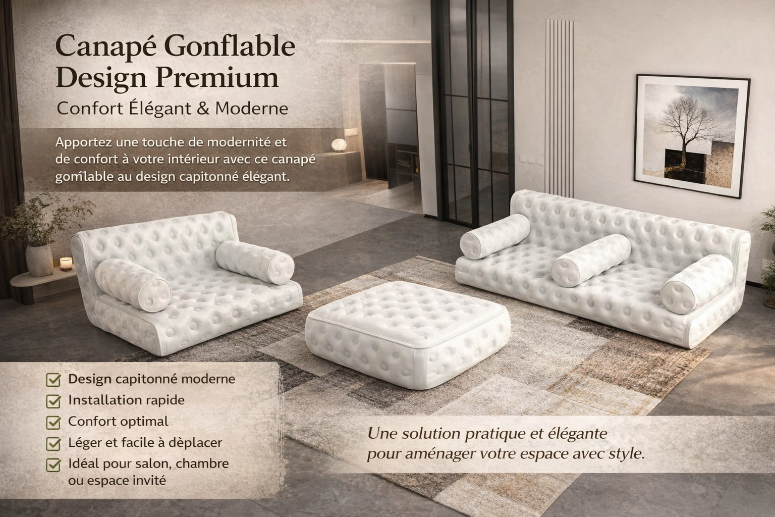 Canapé Gonflable Design Premium – Confort Élégant & Moderne