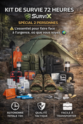 🎒 Kit de Survie Professionnel 72 Heures 
SurviX


Spécial 2 à 3 personnes – Autonomie, sécurité et préparation totale 🛡️