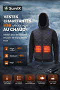 Veste Chauffante USB SurviX™ – 3 Niveaux de Chaleur | Autonomie Longue Durée | Idéale Grand Froid