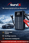 Booster & Compresseur 2-en-1 SurviX™ PowerRescue – Démarrage Instantané et Gonflage Haute Performance