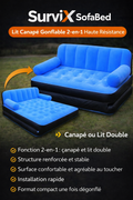 SurviX™ SofaBed – Lit Canapé Gonflable 2-en-1 Haute Résistance