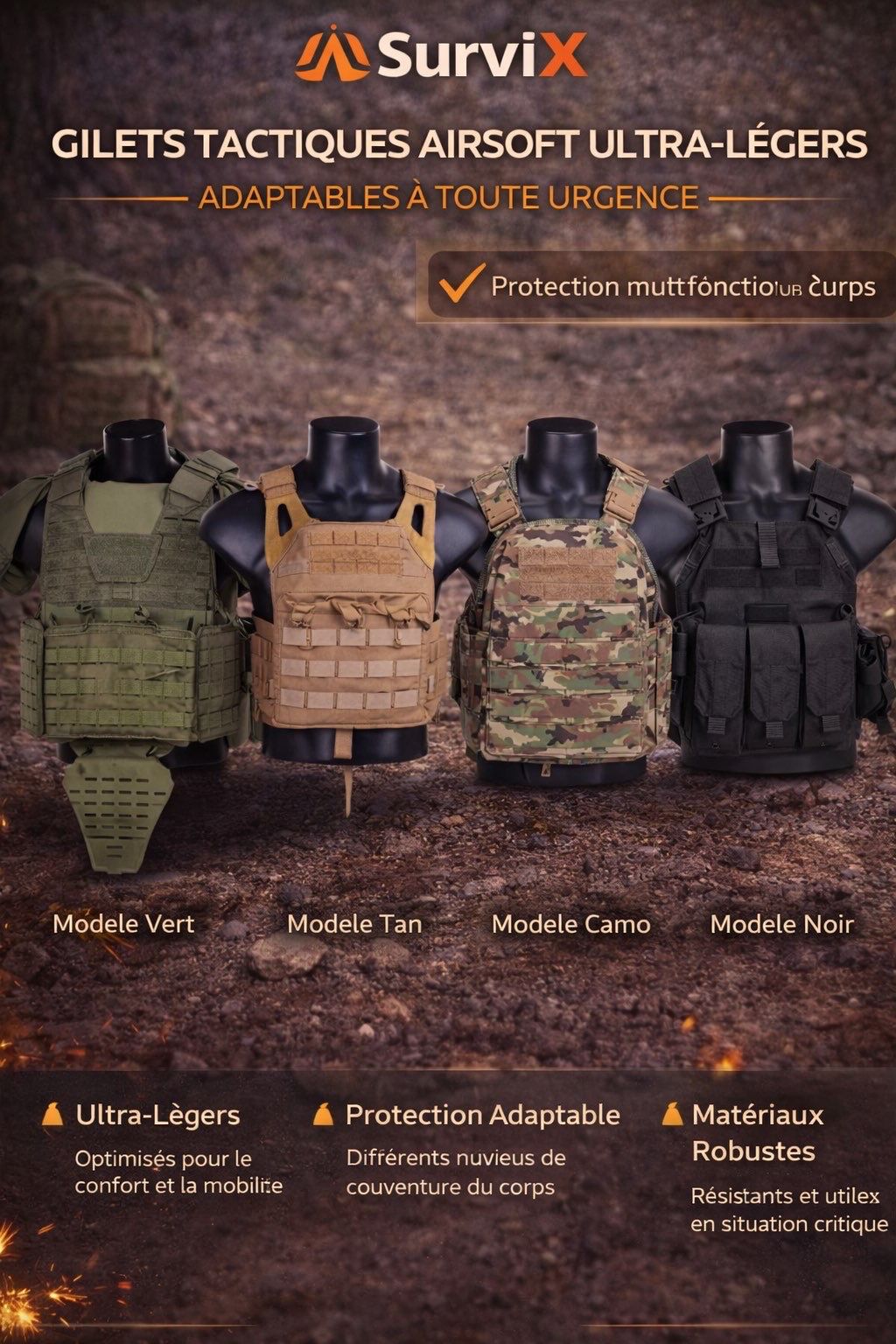 Gilets Tactiques Airsoft Ultra-Légers – SurviX