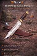 Couteau de Survie Tactique – Lame Ultra Affûtée en Acier Inox & Manche Ergonomique