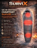 Sac de couchage chauffant SurviX 215 cm – Isolation renforcée 250GSM – 3 zones de chauffe